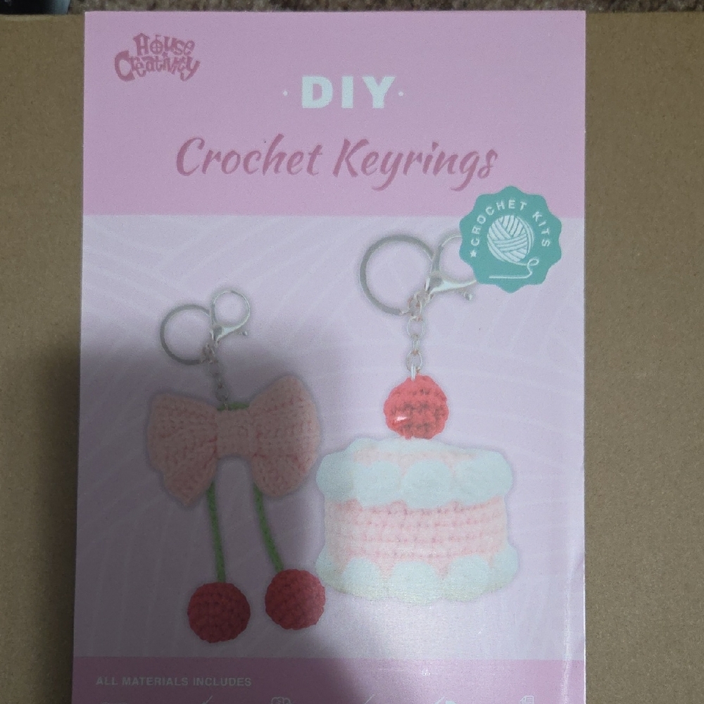 Crochet Keyrings DIY Kit by - Pink and Red